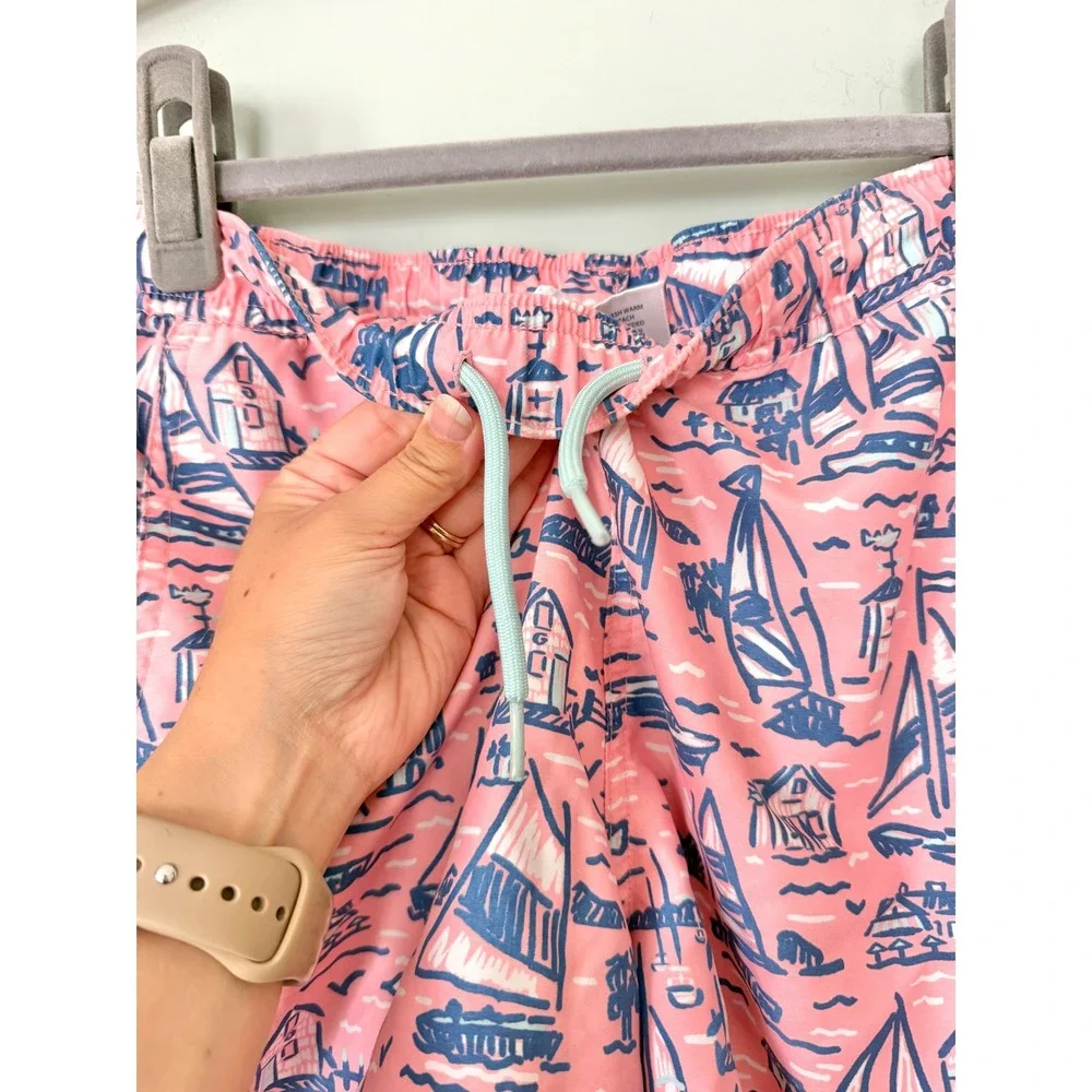Vineyard Vines Boys' Printed Chappy Swim Trunks Bathing Suit Pink Blue S/8-10